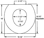 Diagram of extra-wide toilet seat